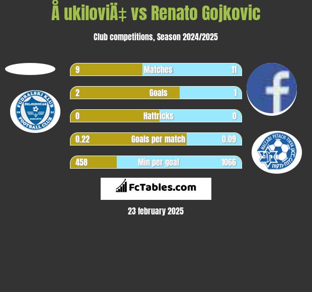 Å ukiloviÄ‡ vs Renato Gojkovic h2h player stats