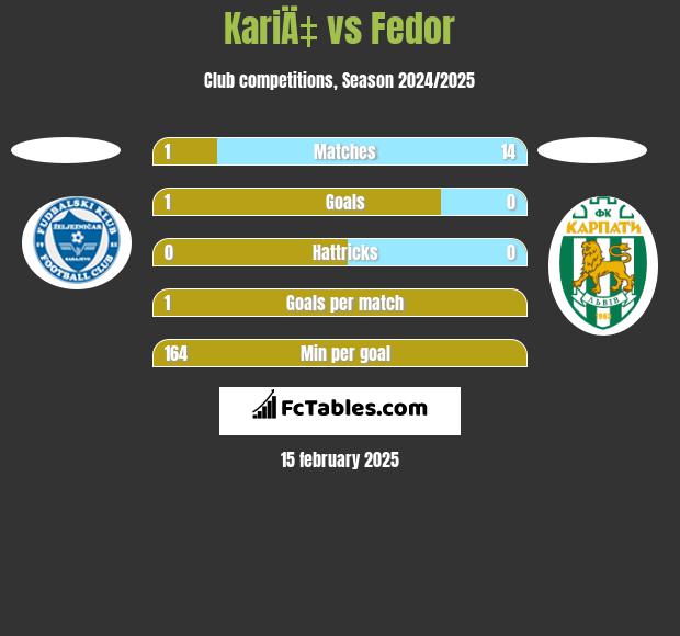 KariÄ‡ vs Fedor h2h player stats