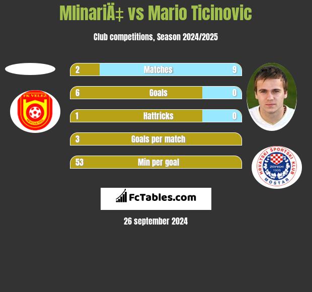 MlinariÄ‡ vs Mario Ticinovic h2h player stats