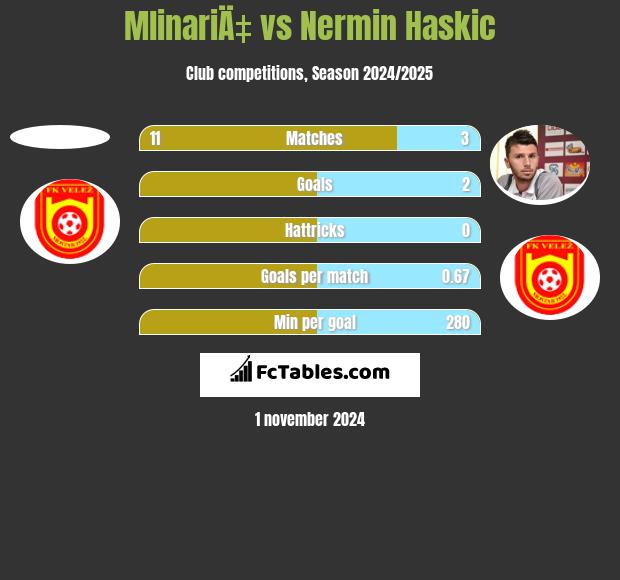 MlinariÄ‡ vs Nermin Haskic h2h player stats