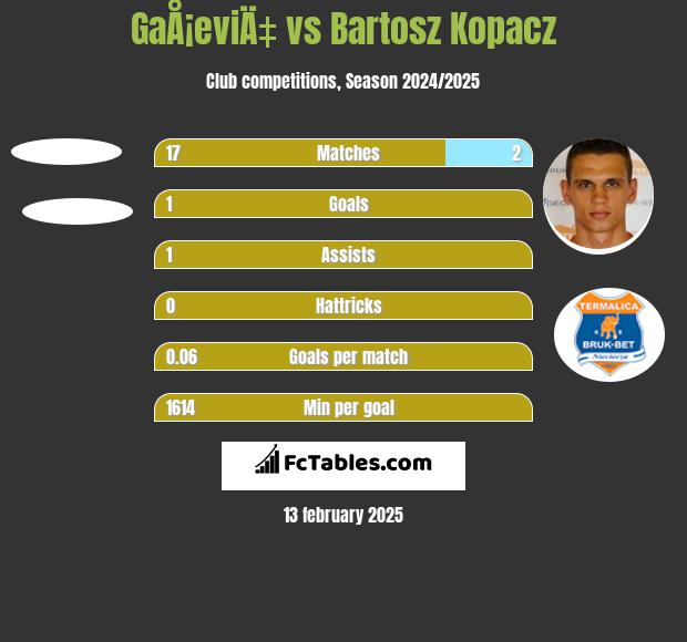 GaÅ¡eviÄ‡ vs Bartosz Kopacz h2h player stats