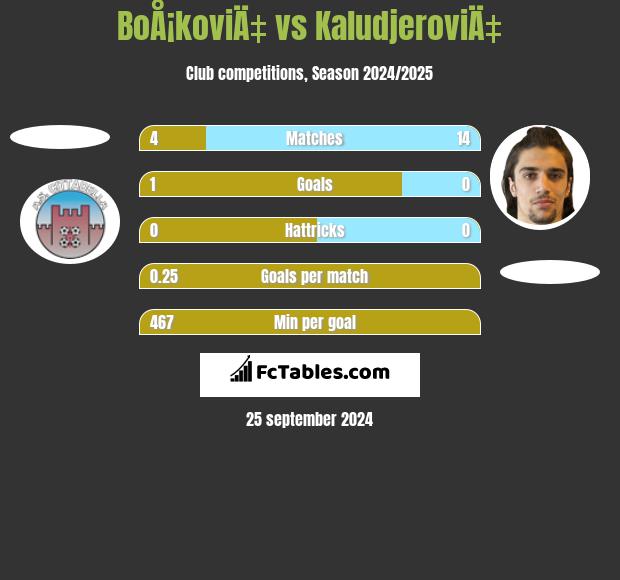 BoÅ¡koviÄ‡ vs KaludjeroviÄ‡ h2h player stats