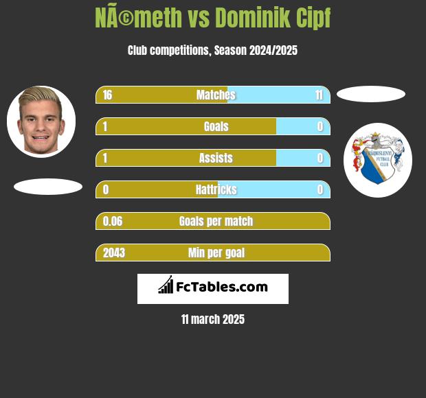 NÃ©meth vs Dominik Cipf h2h player stats