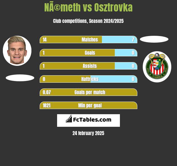 NÃ©meth vs Osztrovka h2h player stats