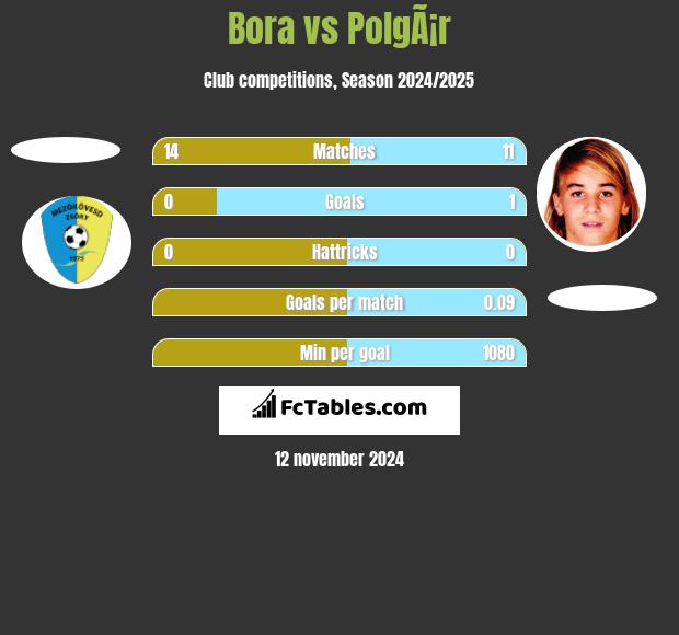 Bora vs PolgÃ¡r h2h player stats