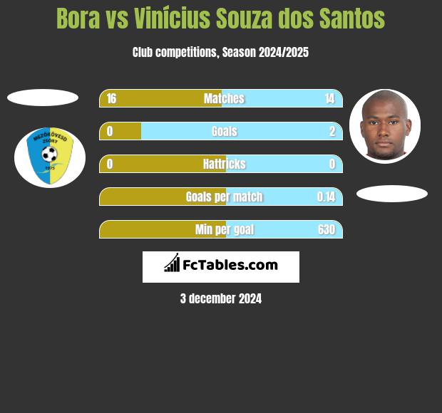 Bora vs Vinícius Souza dos Santos h2h player stats