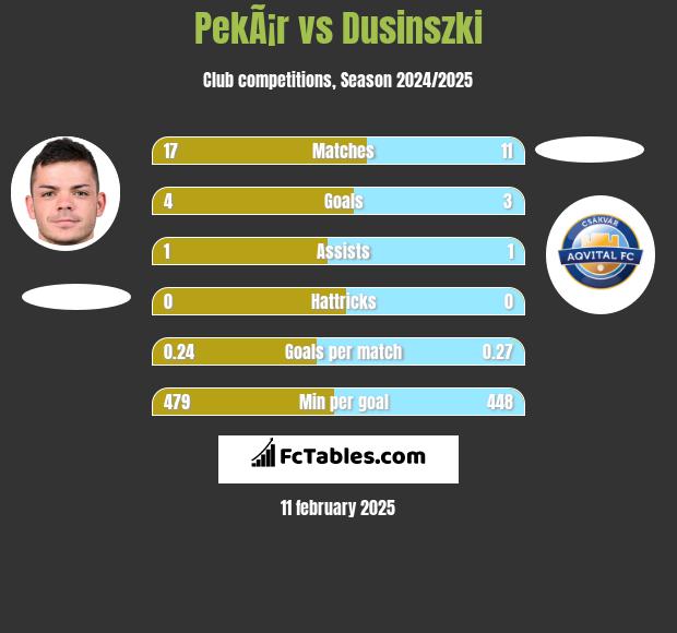 PekÃ¡r vs Dusinszki h2h player stats