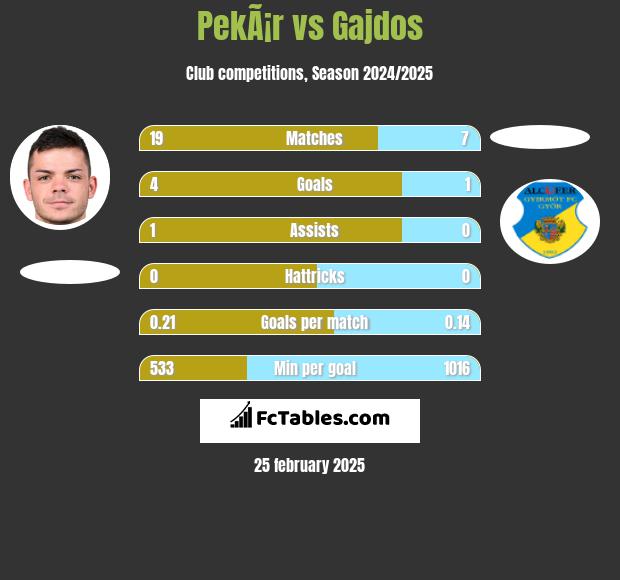 PekÃ¡r vs Gajdos h2h player stats