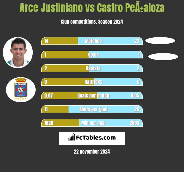 Arce Justiniano vs Castro PeÃ±aloza h2h player stats