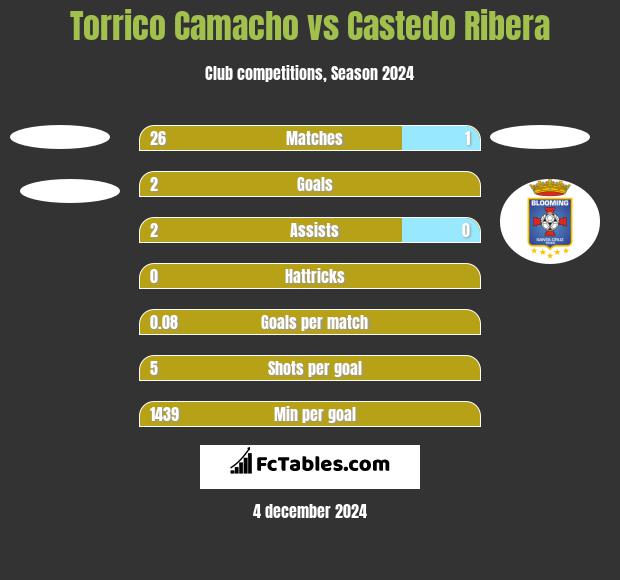 Torrico Camacho vs Castedo Ribera h2h player stats