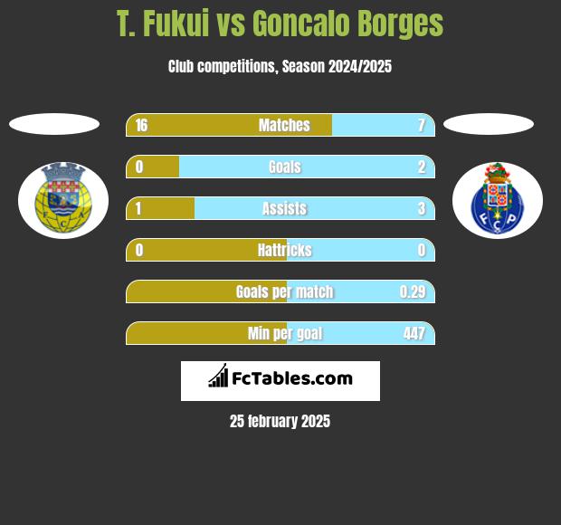 T. Fukui vs Goncalo Borges h2h player stats