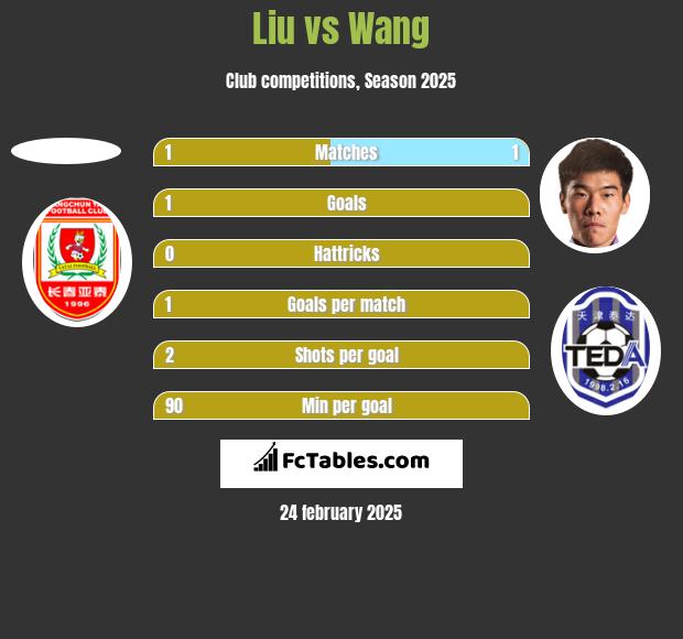 Liu vs Wang h2h player stats