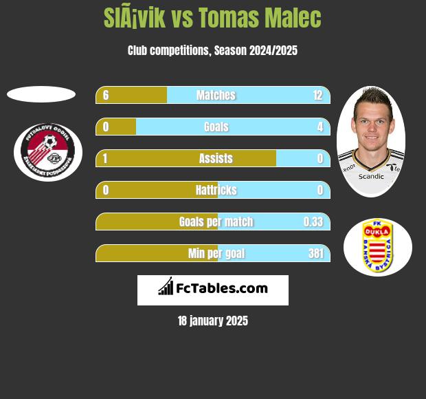 SlÃ¡vik vs Tomas Malec h2h player stats