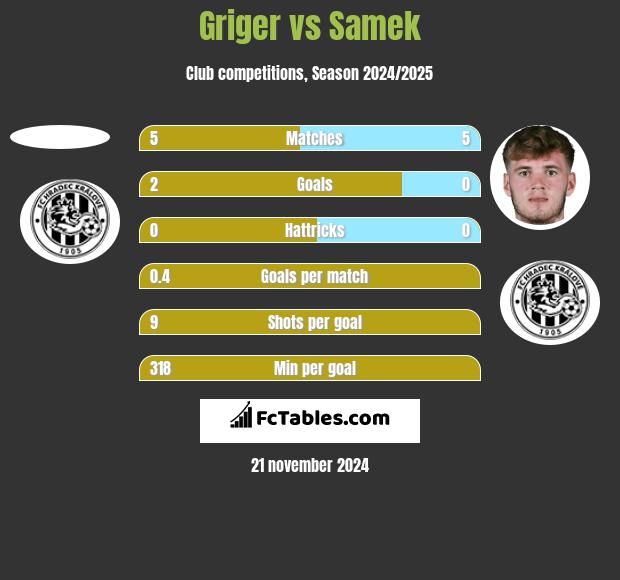 Griger vs Samek h2h player stats