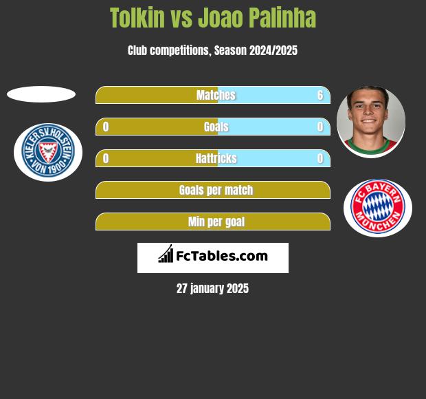 Tolkin vs Joao Palinha h2h player stats