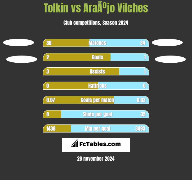 Tolkin vs AraÃºjo Vilches h2h player stats