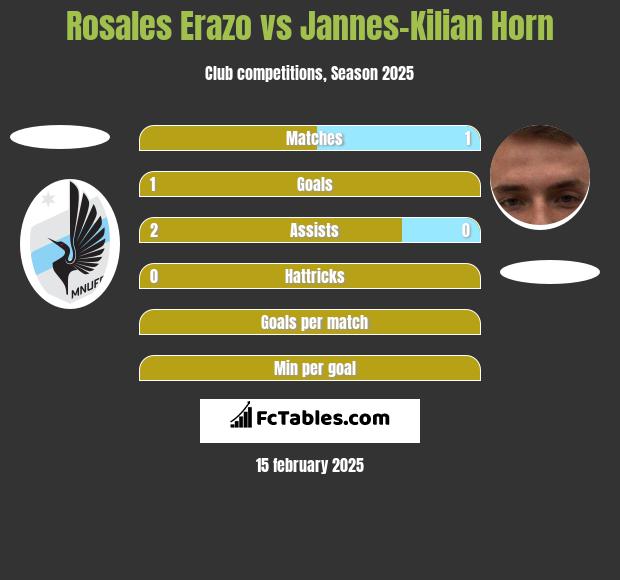 Rosales Erazo vs Jannes-Kilian Horn h2h player stats