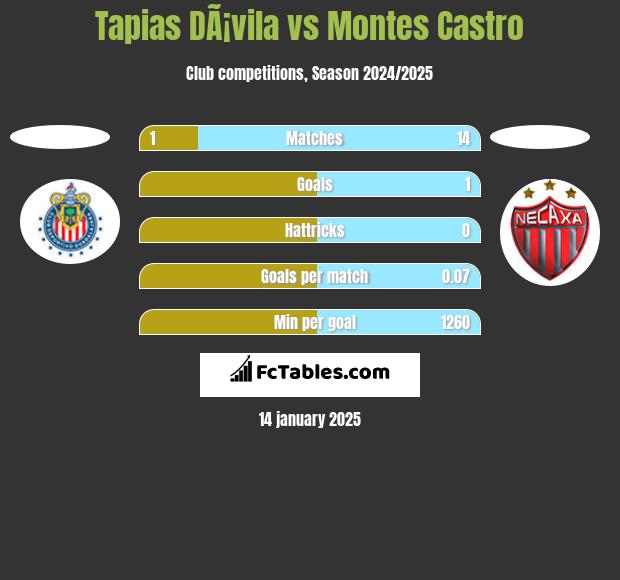 Tapias DÃ¡vila vs Montes Castro h2h player stats