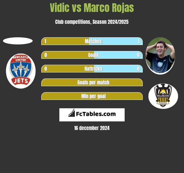 Vidic vs Marco Rojas h2h player stats