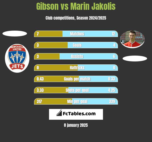 Gibson vs Marin Jakolis h2h player stats