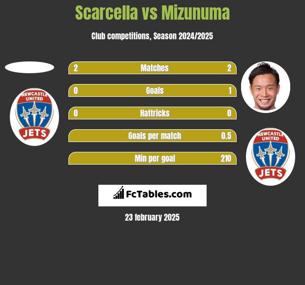 Scarcella vs Mizunuma h2h player stats