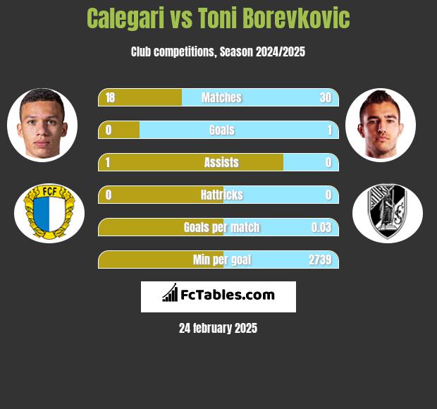 Calegari vs Toni Borevkovic h2h player stats