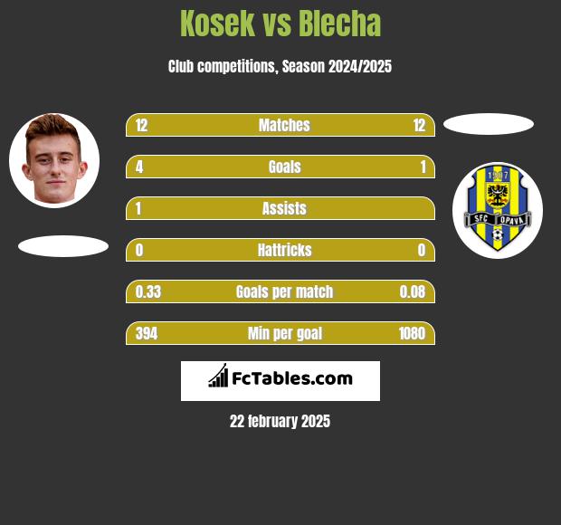 Kosek vs Blecha h2h player stats