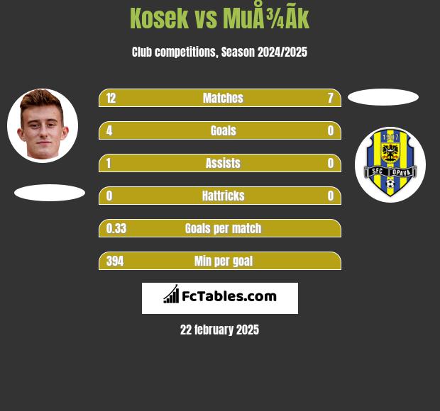 Kosek vs MuÅ¾Ã­k h2h player stats