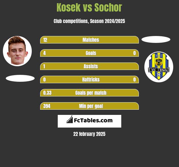 Kosek vs Sochor h2h player stats