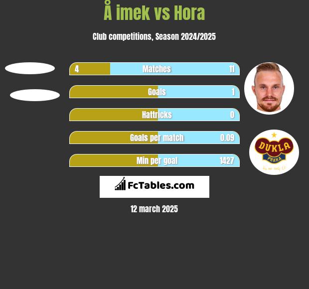 Å imek vs Hora h2h player stats