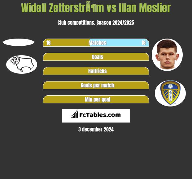 Widell ZetterstrÃ¶m vs Illan Meslier h2h player stats