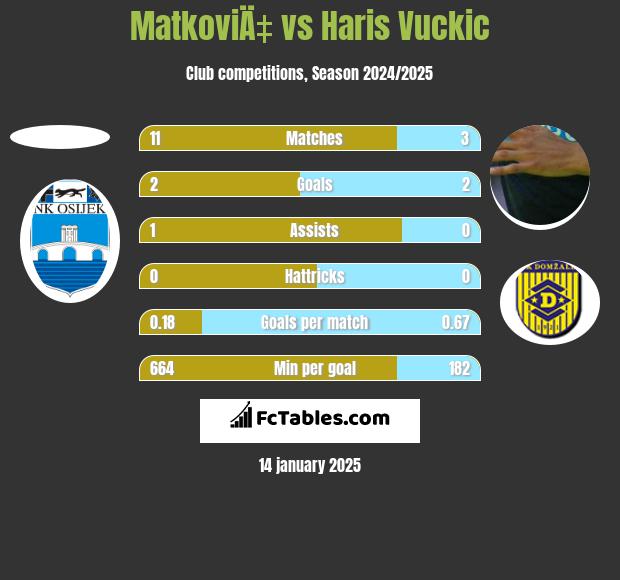 MatkoviÄ‡ vs Haris Vuckic h2h player stats