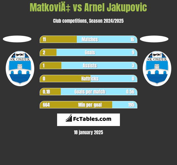 MatkoviÄ‡ vs Arnel Jakupovic h2h player stats