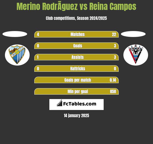 Merino RodrÃ­guez vs Reina Campos h2h player stats