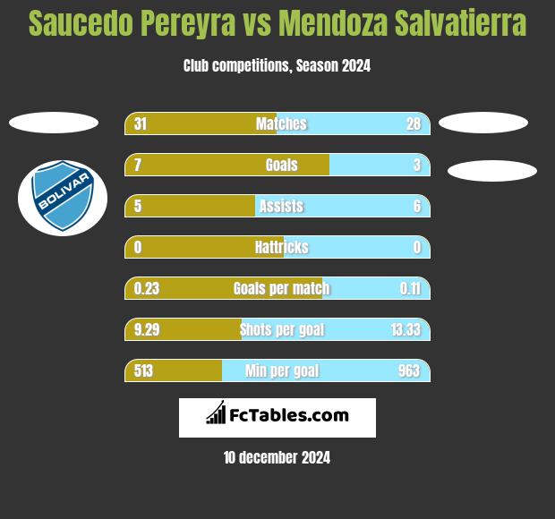 Saucedo Pereyra vs Mendoza Salvatierra h2h player stats