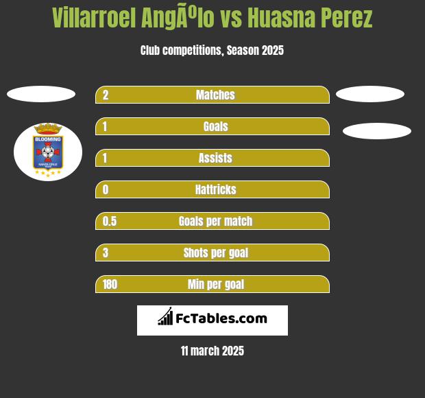 Villarroel AngÃºlo vs Huasna Perez h2h player stats