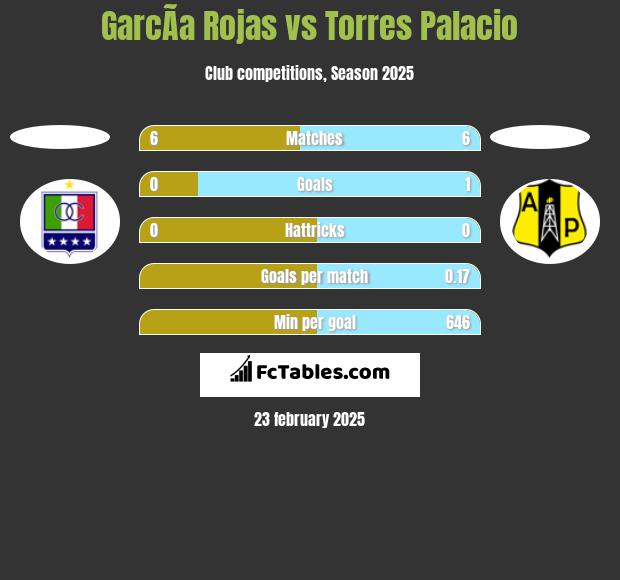 GarcÃ­a Rojas vs Torres Palacio h2h player stats