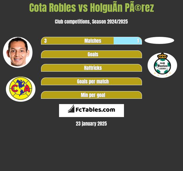 Cota Robles vs HolguÃ­n PÃ©rez h2h player stats