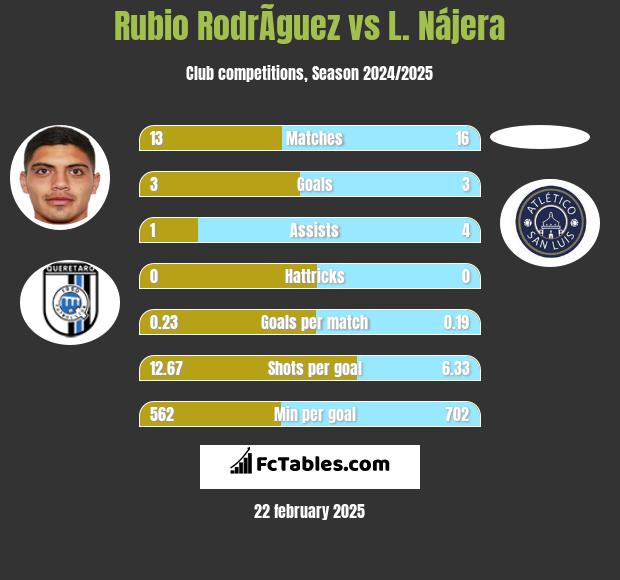 Rubio RodrÃ­guez vs L. Nájera h2h player stats