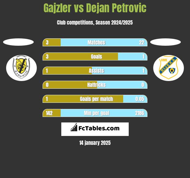 Gajzler vs Dejan Petrovic h2h player stats