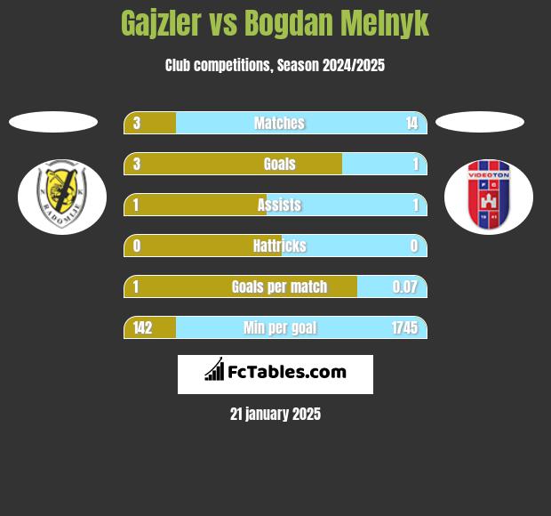 Gajzler vs Bogdan Melnyk h2h player stats