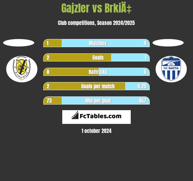 Gajzler vs BrkiÄ‡ h2h player stats