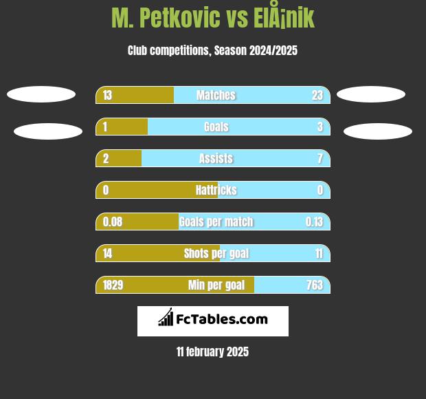 M. Petkovic vs ElÅ¡nik h2h player stats