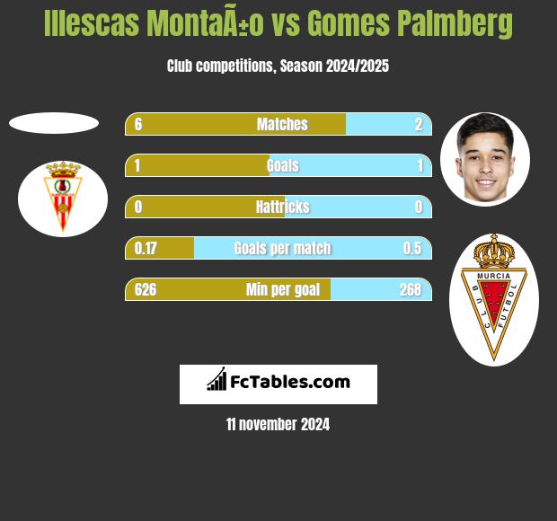 Illescas MontaÃ±o vs Gomes Palmberg h2h player stats