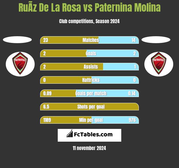 RuÃ­z De La Rosa vs Paternina Molina h2h player stats