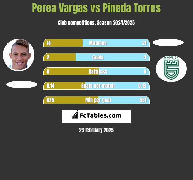 Perea Vargas vs Pineda Torres h2h player stats