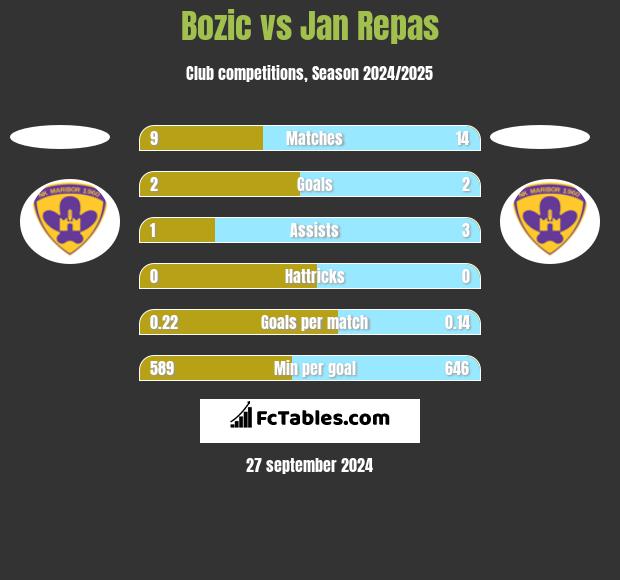 Bozic vs Jan Repas h2h player stats