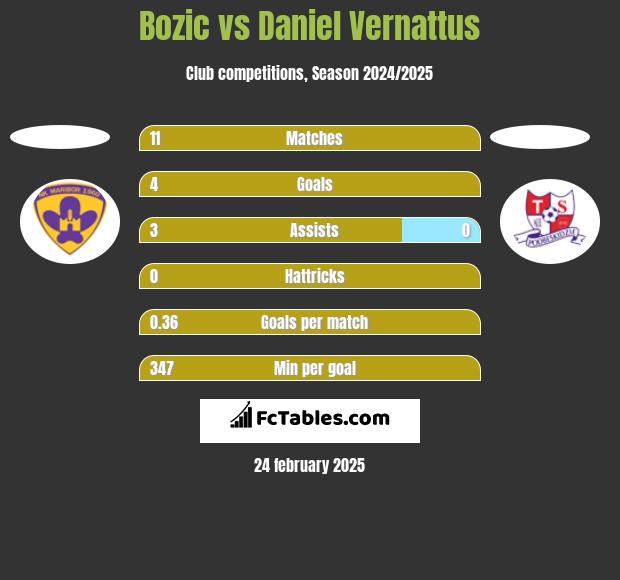 Bozic vs Daniel Vernattus h2h player stats