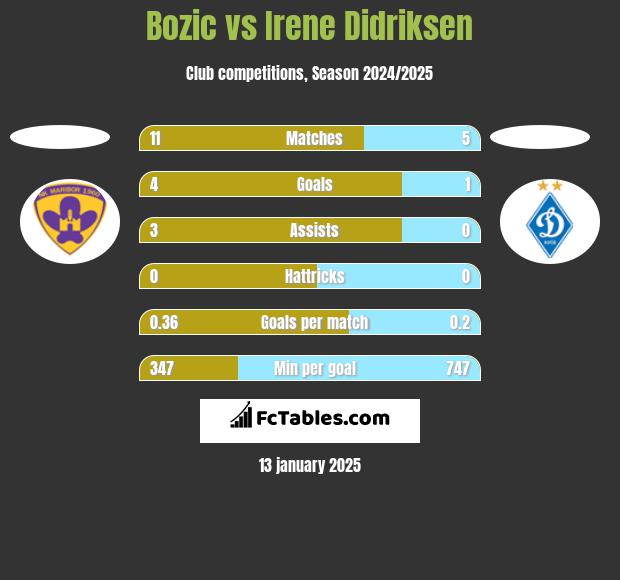 Bozic vs Irene Didriksen h2h player stats