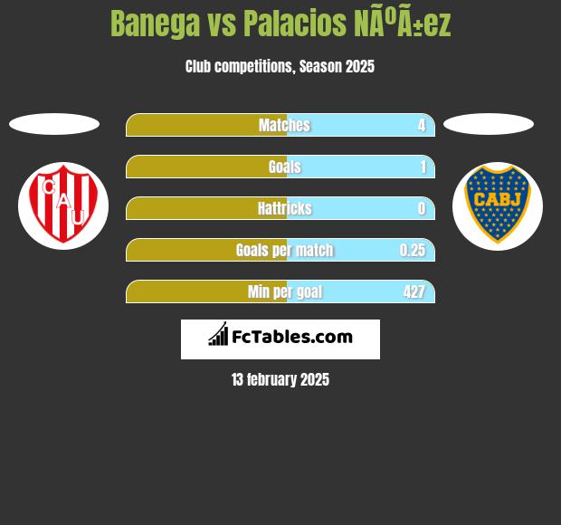 Banega vs Palacios NÃºÃ±ez h2h player stats